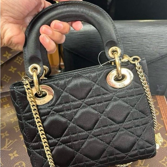 Black gold tone mini lady dior - Picture 3 of 14